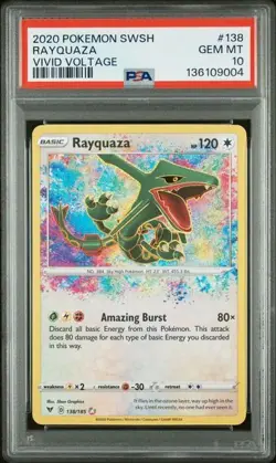 2020 Pokemon SWSH Vivid Voltage #138 Rayquaza Amazing Rare PSA 10 Gem Mint - Image 1