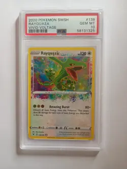 PSA 10 Gem Mint Rayquaza #138 Amazing Rare Vivid Voltage 2020 Pokemon SWSH - Image 1