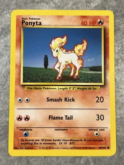 Ponyta 060/102 Pokemon TCG Base Set Vintage WOTC Card Regular (Light Play) 1 - Image 1