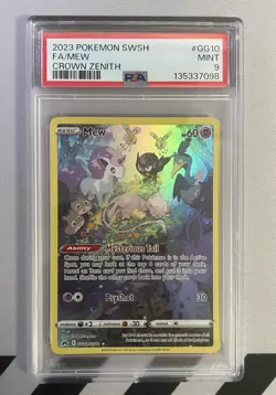 2023 POKEMON SWORD & SHIELD CROWN ZENITH MEW GG10 PSA 9 FULL ART - Image 1
