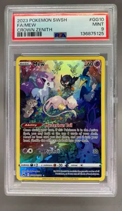 Mew 2023 Pokemon Sword & Shield SWSH Crown Zenith Full Art #GG10 PSA 9 - Image 1