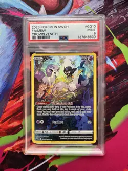 2023 POKEMON SWORD & SHIELD CROWN ZENITH #GG10 FULL ART/MEW PSA 9 - Image 1