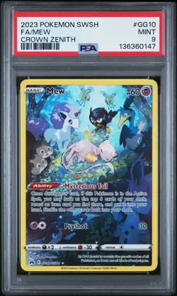 2023 POKEMON SWORD & SHIELD CROWN ZENITH #GG10 FULL ART/MEW PSA 9 - Image 1