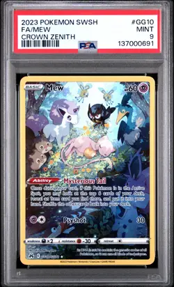 2023 POKEMON SWORD & SHIELD CROWN ZENITH #GG10 FULL ART/MEW PSA 9 - Image 1