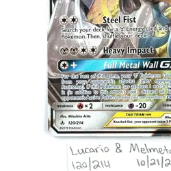 Lucario & Melmetal GX 120/214 Sm-Unbroken Bonds Full Art Pokemon TCG NM - Image 3