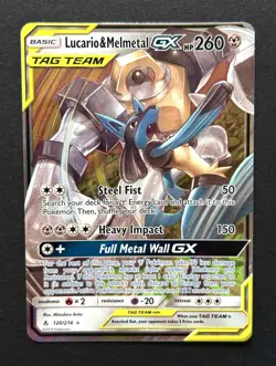 Pokemon Card - Lucario & Melmetal GX 120/214 Sm-Unbroken Bonds Rare Holo - Image 1