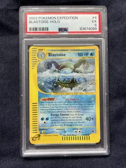 Pokemon TCG Blastoise Holo Card Expedition Base Set 4/165 PSA 5 WITH SWIRL - Image 1