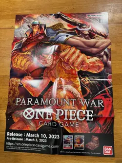 One Piece Card Game TCG Paramount War OP-02 Promo Poster Store Exclusive NEW - Image 1