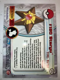 Staryu Pokemon 2000 Topps Card Blue Logo - Image 2