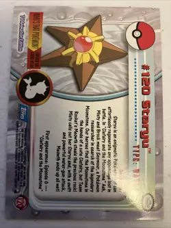 Staryu Pokemon 2000 Topps Card Blue Logo - Image 4