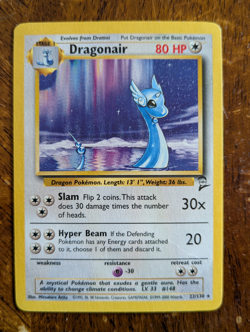 Dragonair Base Set 2 Rare Pokemon Card 22/130 NM+ NON HOLO RARE - Image 1