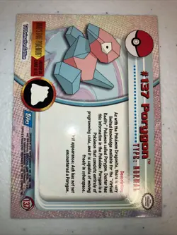 Porygon Pokemon 2000 Topps Card Blue Logo - Image 2