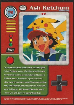 topps Pokemon TV Animation Edition Series 1 Holo Foil TV1 Ash Ketchum - Image 2