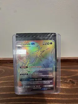Pokemon TCG Lunala GX Rainbow Secret Rare Card Sun & Moon 153/149 - Image 1