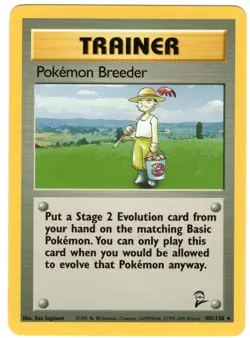 POKEMON POKEMON BREEDER 105/130 BASE SET 2 RARE TRAINER LP/NM RARE CANDY INCENSE - Image 1
