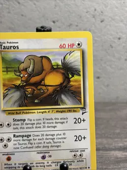 Tauros 062/130 Base Set 2 Regular Uncommon-Pokemon TCG-WOTC-Fast Shipping-NM! - Image 3