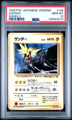1998 POKEMON JPN VENDING SER II #145 ZAPDOS PSA 10 - Image 1