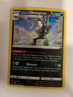Galarian Obstagoon - 119/202 Sword & Shield Base Set Pokemon Holo Foil Nice! - Image 1