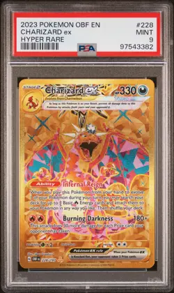 2023 POKEMON OBF EN OBSIDIAN FLAMES HYPER RARE #228 CHARIZARD EX PSA 9 MINT - Image 1
