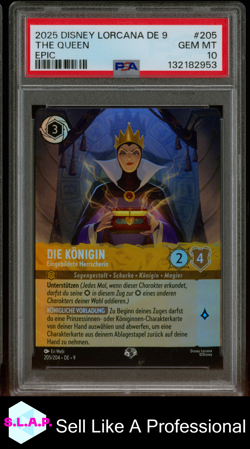 THE QUEEN EPIC DISNEY LORCANA GERMAN DE 9-FABLED 2025 205 PSA 10 - Image 1