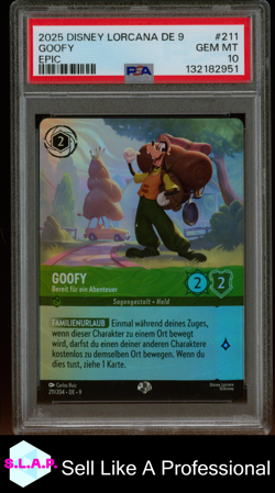GOOFY EPIC DISNEY LORCANA GERMAN DE 9-FABLED 2025 211 PSA 10 - Image 1