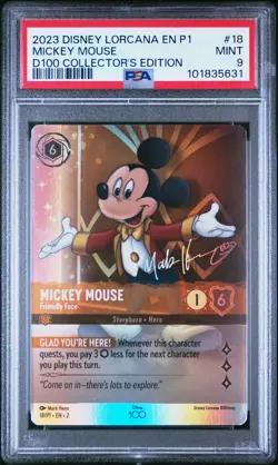2023 DISNEY LORCANA EN P1-PROMO #18 MICKEY MOUSE - FRIENDLY FACE PSA 9 - Image 1