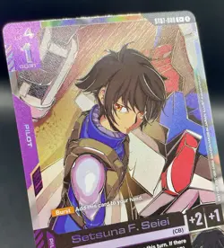 Setsuna F. Seiei ST07-009 C+ Celestial Drive Textured Foil Gundam Card Game NM/M - Image 3