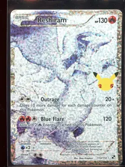 Reshiram Full Art 113/114 NM Celebrations Classic Collection Black White Pokemon - Image 1