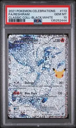 2021 POKEMON CELEBRATIONS CLASSIC COLLECTION #113 FULL ART FA RESHIRAM PSA 10 - Image 1