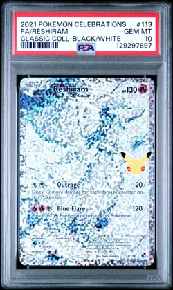 2021 POKEMON CELEBRATIONS CLASSIC COLLECTION #113 FULL ART RESHIRAM PSA 10 - Image 1