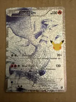 Pokemon Reshiram Full Art Holo Card 113/114 Celebrations Classic Collection - Image 1