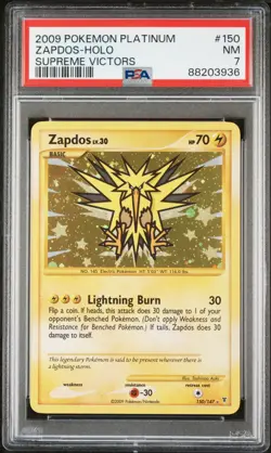 2009 POKEMON PLATINUM ZAPDOS HOLO FOIL SUPREME VICTORS #150 PSA 7 - Image 1