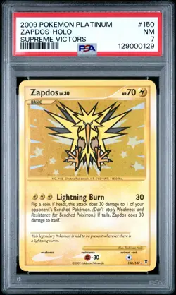 2009 POKEMON PLATINUM SUPREME VICTORS #150 ZAPDOS-HOLO PSA 7 - Image 1