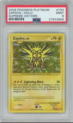 2009 POKEMON PLATINUM SUPREME VICTORS #150 ZAPDOS-HOLO PSA 9 - Image 1