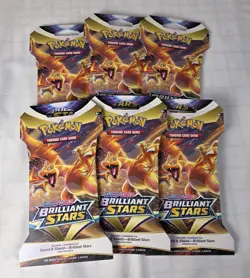(Lot 6x) Pokemon TCG Brilliant Stars Sleeved Booster Pack CHARIZARD ARTS! Sealed - Image 1
