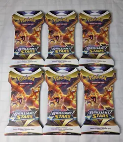 (Lot 6x) Pokemon TCG Brilliant Stars Sleeved Booster Pack CHARIZARD ARTS! Sealed - Image 2