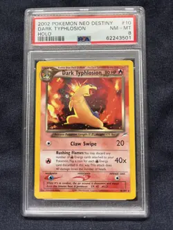 Pokemon TCG Dark Typhlosion Neo Destiny Rare Holo Card 10/105 PSA 8 - Image 1