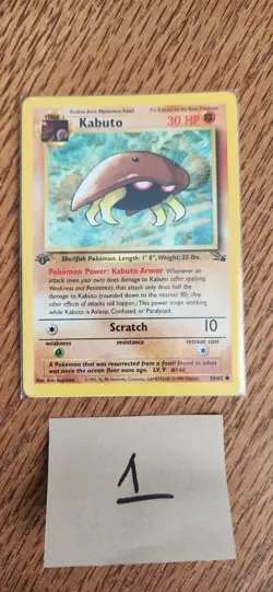 Pokemon Kabuto First Edition Card 1st Wotc 50/62 Fossil - Image 1