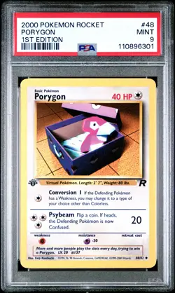 Porygon 2000 Pokemon Rocket #48 1st Edition PSA 9 NEW SLAB - Image 1