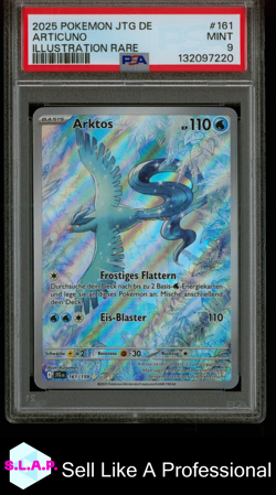 ARTICUNO ILLUSTRATION RARE POKEMON GERMAN JTG DE-JOURNEY TOGETHER 2025 161 PSA 9 - Image 1
