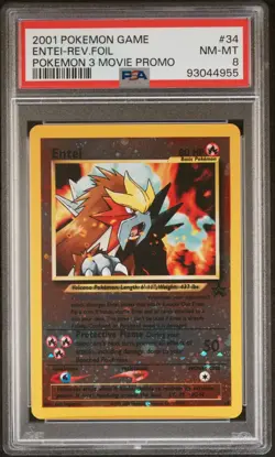 2001 POKEMON WOTC WIZARDS BLACK STAR PROMO 34 ENTEI PSA 8 NM-MT - Image 1