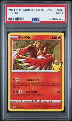 PSA 9 Mint HO-OH 001/025 POKEMON CELEBRATIONS 2021 TCG - Image 1
