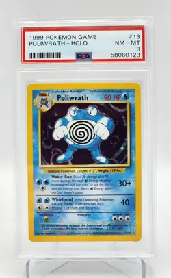 1999 Pokemon Base Set Holo Poliwrath 13/102 PSA 8 NM-MT - Image 1
