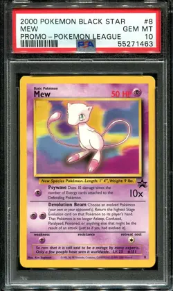 2000 Pokemon Pokemon League - Mew #8 Black Star Promo PSA 10 GEM MINT! - Image 1