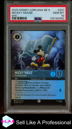 MICKEY MOUSE EPIC DISNEY LORCANA GERMAN DE 9-FABLED 2025 221 PSA 10 - Image 1