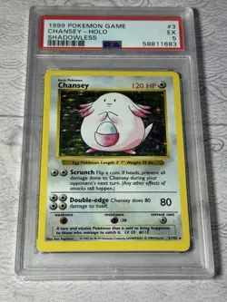 PSA 5 EX 1999 Pokemon Base Set (Shadowless) #3 Chansey-Holo - Image 1