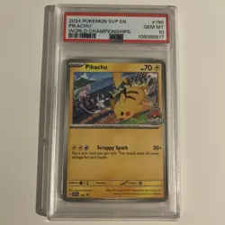 2024 Pokemon SVP EN-SV Black Star Promo Pikachu #190 World Championships PSA 10 - Image 1