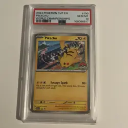 2024 Pokemon SVP EN-SV Black Star Promo Pikachu #190 World Championships PSA 10 - Image 2