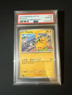 2024 Pokemon SVP EN-SV Black Star Promo Pikachu #190 World Championships PSA 10 - Image 1