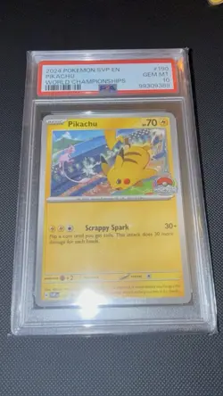 2024 Pokemon SVP EN-SV Black Star Promo Pikachu #190 World Championships PSA 10 - Image 3